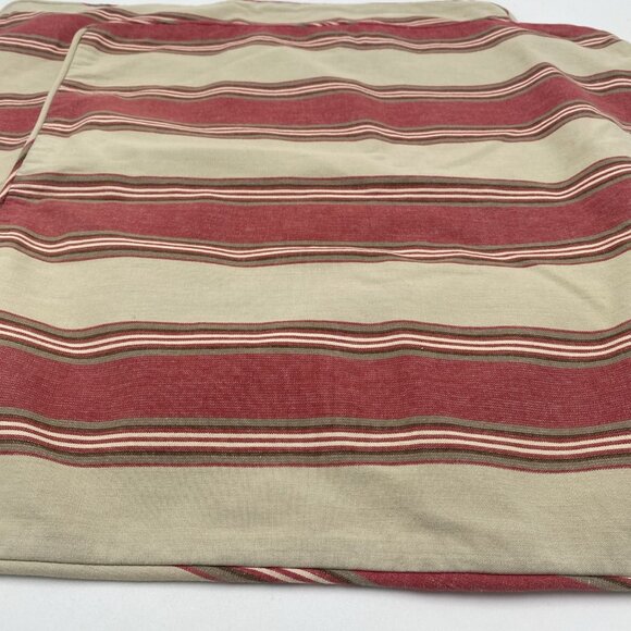 Pottery Barn Pillow Shams Set 2 Tan Red Striped 20"x20" Throw Pillows Cotton - Picture 4 of 10